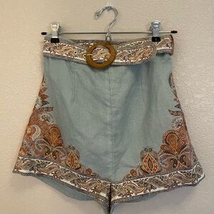 COPY - Zimmermann High Waist Blue and Brown Shorts